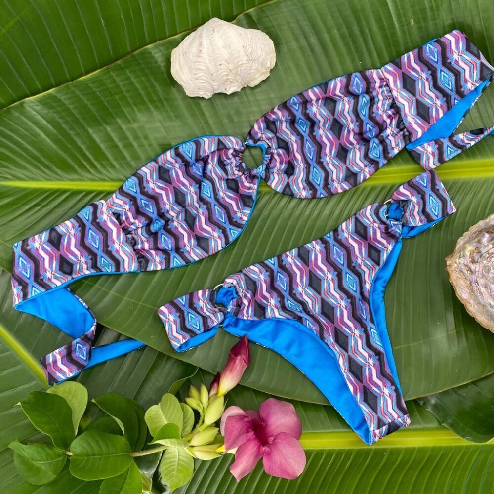 Archer Fox Candy Crush Reversible Strapless Bikini